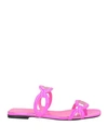 Valentino Garavani Woman Sandals Fuchsia Size 8 Soft Leather, Plastic In Pink