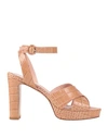 Anna F . Woman Sandals Sand Size 10 Soft Leather In Beige