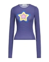Sportmax Woman T-shirt Purple Size L Polyamide, Elastane