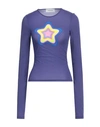 Sportmax Woman T-shirt Purple Size L Polyamide, Elastane In Purple