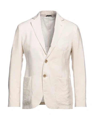Giorgio Armani Man Blazer Cream Size 38 Silk, Polyamide In White