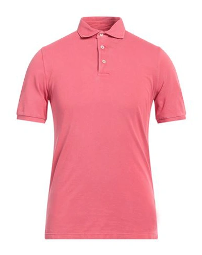 Fedeli Man Polo Shirt Coral Size 40 Cotton In Red