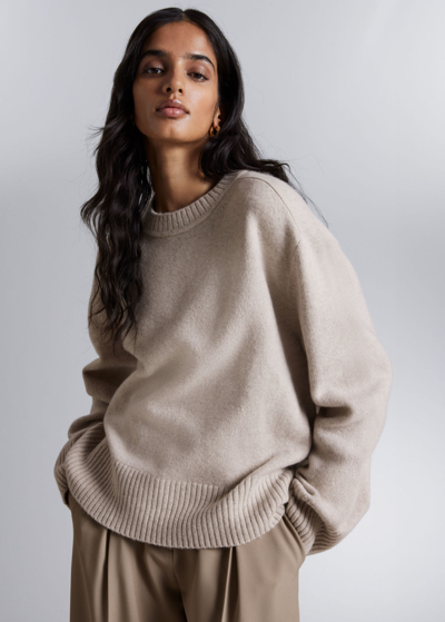 Other Stories Boxy Cashmere-blend Jumper In Beige