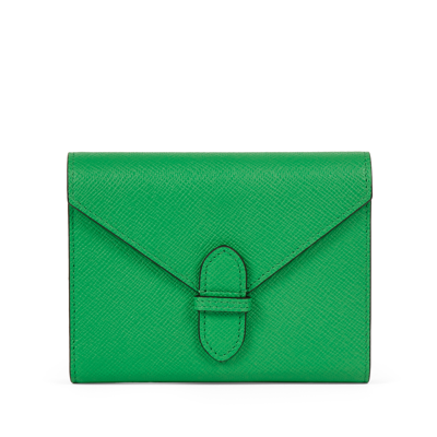 Smythson Double Playing Cards Case In Panama In Bright Emerald