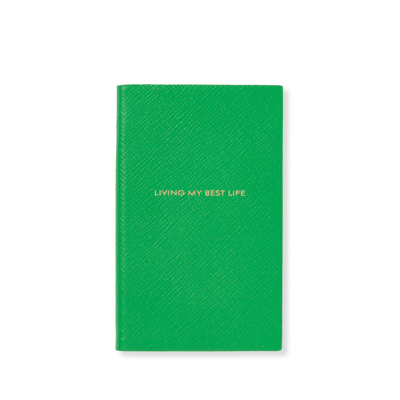 Smythson Living My Best Life Panama Notebook In Bright Emerald