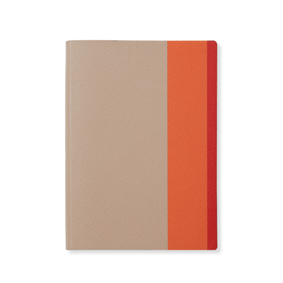 Smythson Printed Stripe Soho Notebook In Panama In Sandstone