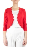 NINA LEONARD NINA LEONARD SCALLOPED BOLERO SHRUG SWEATER