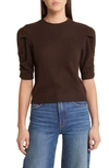 Frame Ruched Sleeve Recycled Cashmere Blend Sweater In Espresso