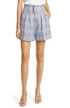 VERONICA BEARD ALICIA WINDOWPANE PLAID LINEN SHORTS