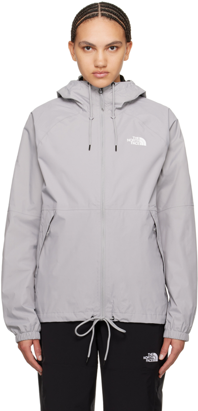 The North Face Gray Antora Rain Jacket In A91 Meld Grey