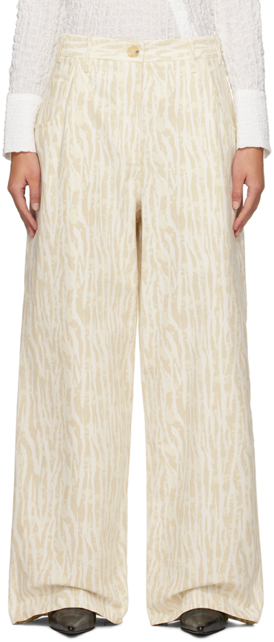 Song For The Mute Off-white Wide-leg Jeans In Cream