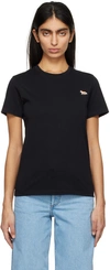 Maison Kitsuné Black Crewneck T-shirt With Baby Fox Logo Patch On The Front In Cotton Woman In P199 Black