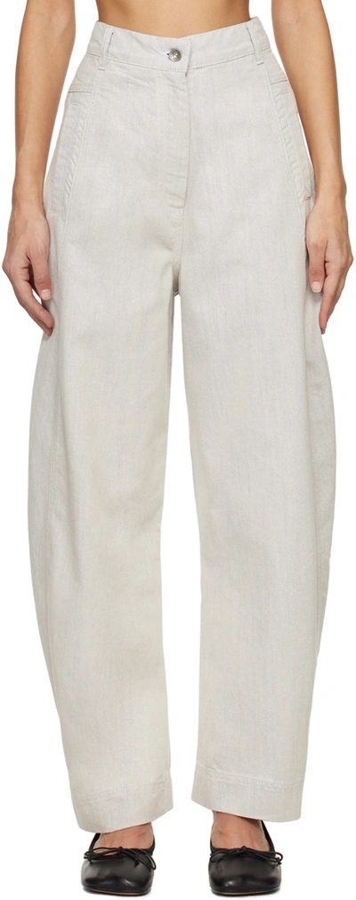 Henrik Vibskov White Post Jeans In White Blue Twill