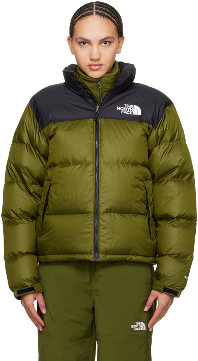The North Face Khaki & Black 1996 Retro Nuptse Down Jacket In Pib Forest Olive
