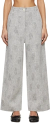 Henrik Vibskov High-waisted Wide-leg Pants With Textured Print In Gray
