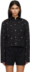 Rier Black Floral Shirt In Black Flowers Pop