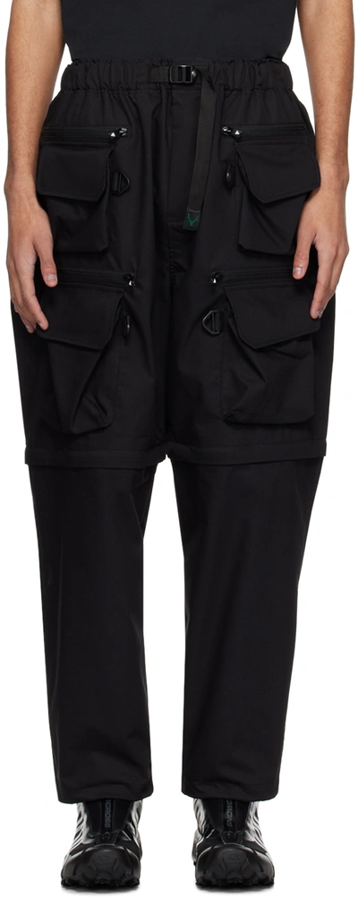 South2 West8 Black Multi-pocket Cargo Trousers In B-black