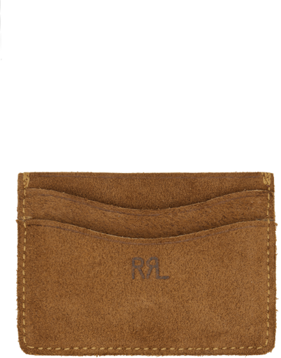 Rrl Tan Roughout Suede Card Holder In Light Java 002