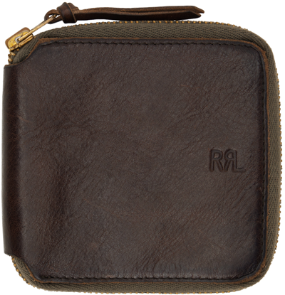 Rrl Brown Leather Zip Wallet In Dark Brown