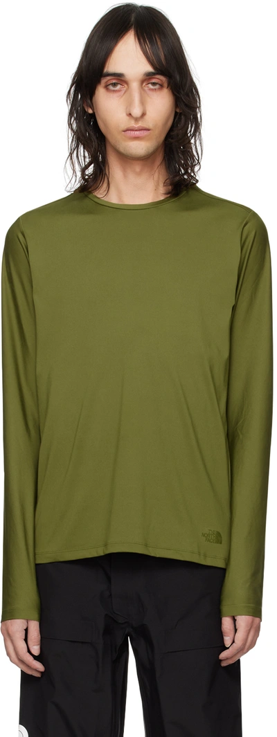 The North Face Khaki Dune Sky Long Sleeve T-shirt In Pib Forest Olive