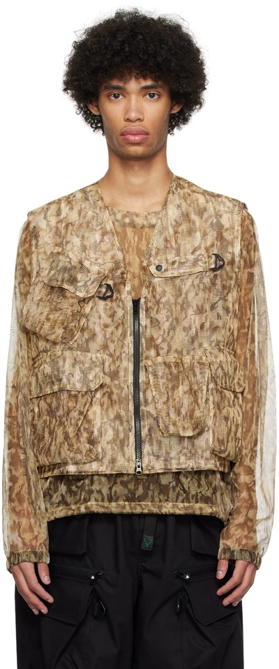 South2 West8 Beige Bush Waistcoat In A-horn Camo