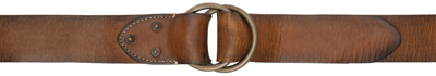 Rrl Brown Distressed Leather Belt In Vintage Brown