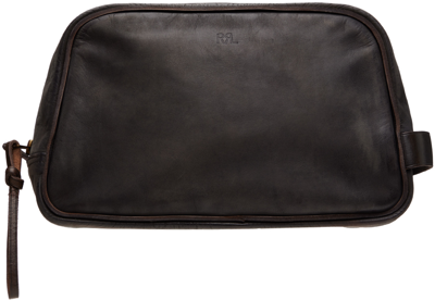 Rrl Brown Leather Travel Pouch In Dark Brown