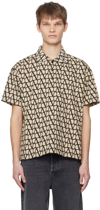 Valentino Short Sleeve Shirt With Iconograph Canvas Print In St. Toile Icono Nero