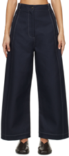 Henrik Vibskov Navy Post Trousers In Navy Off White