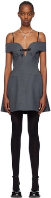 Shushu-tong Gray Curved Minidress In Gr100 Grey