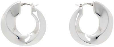 Bottega Veneta Silver Twist Hoop Earrings In 8117 Silver