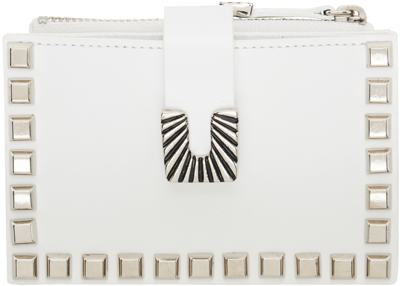 Toga White Leather Studs Small Wallet In 01 White