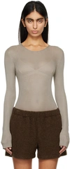 RIER TAUPE SEMI-SHEER BLOUSE