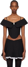 SHUSHU-TONG BLACK OFF-THE-SHOULDER CAMISOLE