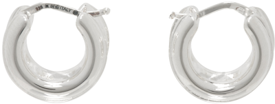 Bottega Veneta Silver Watch Hoop Earrings In 8117-silver