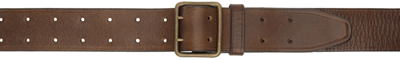 Rrl Brown Leather Double-prong Belt In Vintage Brown