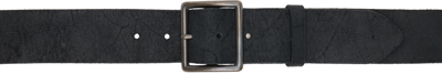 Rrl Black Distressed Leather Belt In Vintage Black