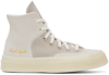 CONVERSE OFF-WHITE & TAUPE CHUCK 70 MARQUIS MIXED MATERIALS SNEAKERS