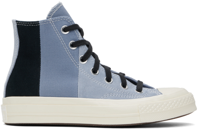 Converse Blue & Black Chuck 70 Patchwork Suede Trainers In Rainy Daze/thunder D