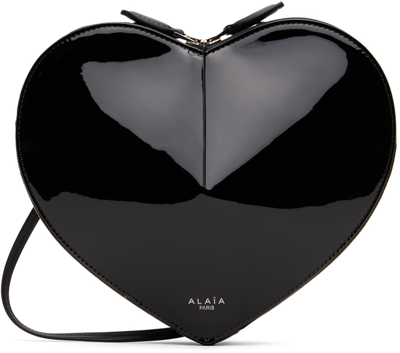 Alaïa Le Coeur Black Leather Crossbody Bag In 999 - Noir