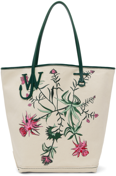 Jw Anderson Tall Anchor Canvas Tote Bag In Natural/ Multi