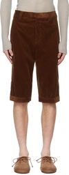 Rier Tan Knickerbocker Shorts In Bruciato Corduroy