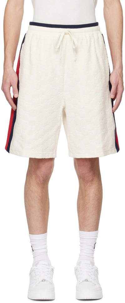 Gucci Off-white Gg Shorts In 9381 Ivory/multicolo