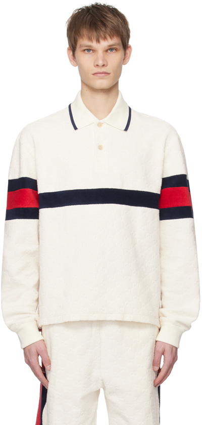 Gucci Off-white Gg Polo In 9381 Ivory/multicolo