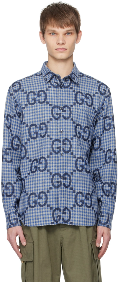 GUCCI BLUE JUMBO GG SHIRT