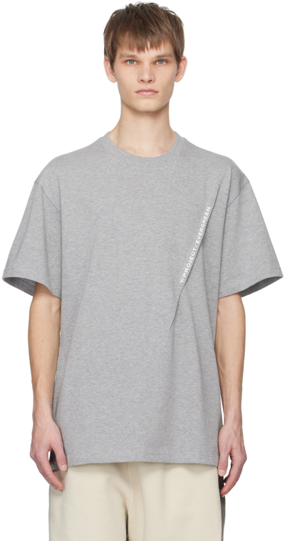Y/project Gray Pinched T-shirt In Evergreen Grey Melan