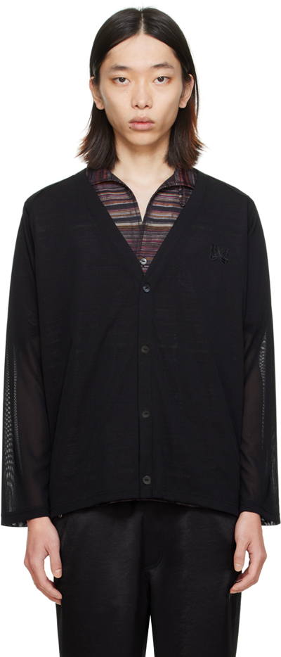 Needles Black Embroidered Cardigan In D-black