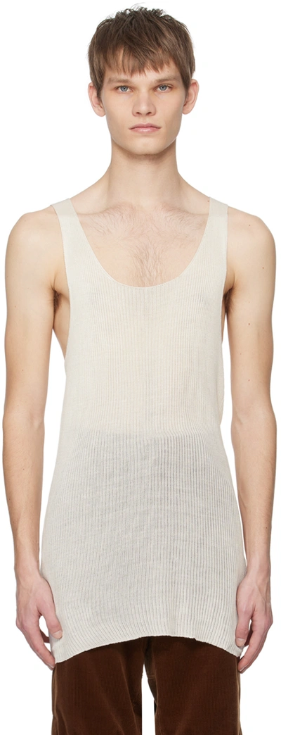 Rier Off-white Seamless Tank Top In Natural Silk
