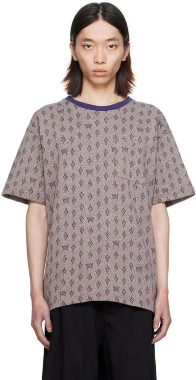 Needles Jacquard Patterned T-shirt Purple In B-grey/purple