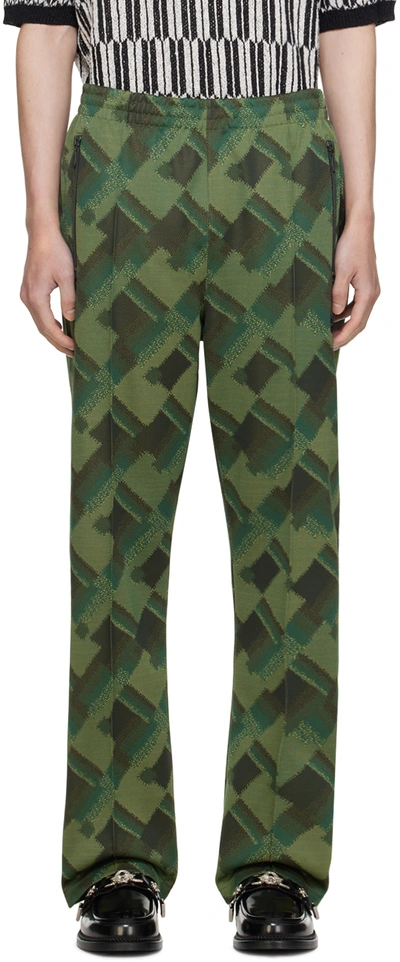 Needles Green Jacquard Track Pants In E-olive